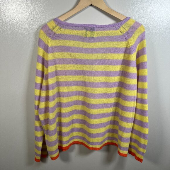 Jumper 1234 Cashmere Sweater Size US 8 Stripes V-neck Pullover Boxy Oversized - Picture 2 of 9